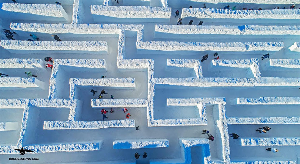 Snowlandia, el laberinto de nieve más grande del mundo
