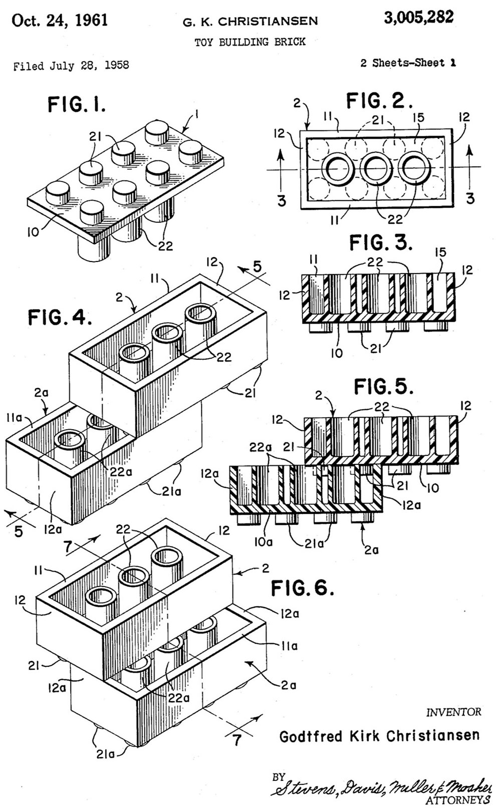 La patente original del ladrillo LEGO que revolucionó el mundo de los juguetes