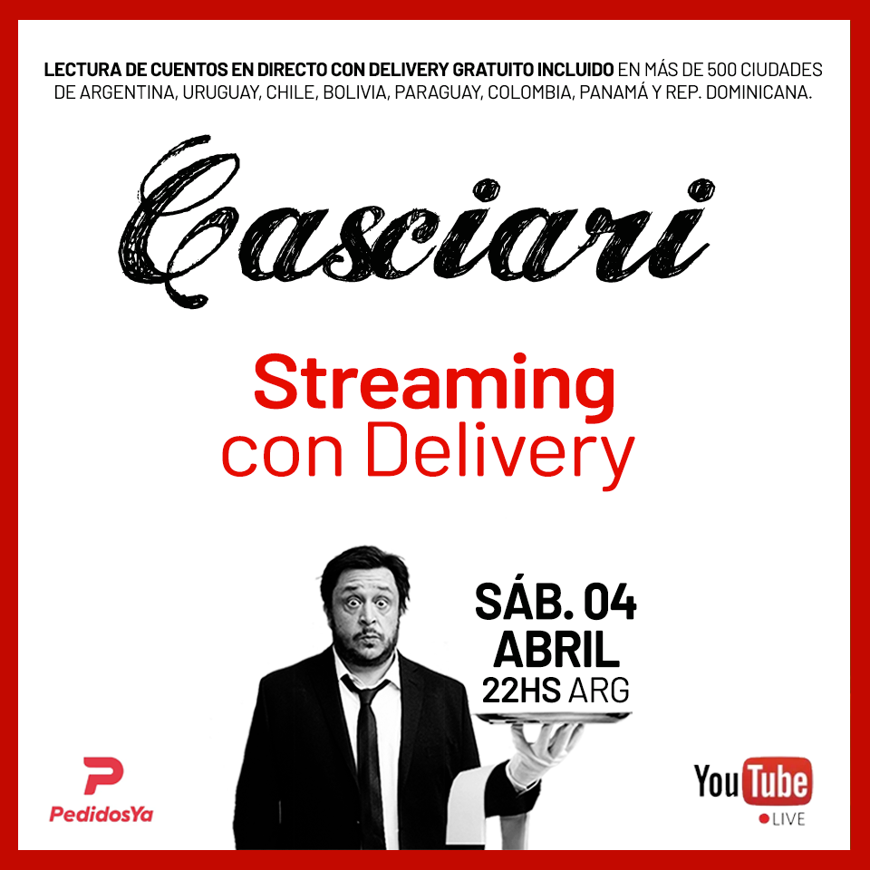 Hernán Casciari recital de cuentos vía streaming y con delivery gratis cuarentena loqueva (1)