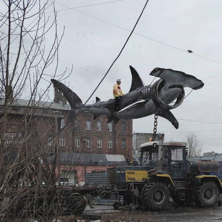 Animales gigantes invaden las calles en estas imágenes de Vadim Solovyov (10)