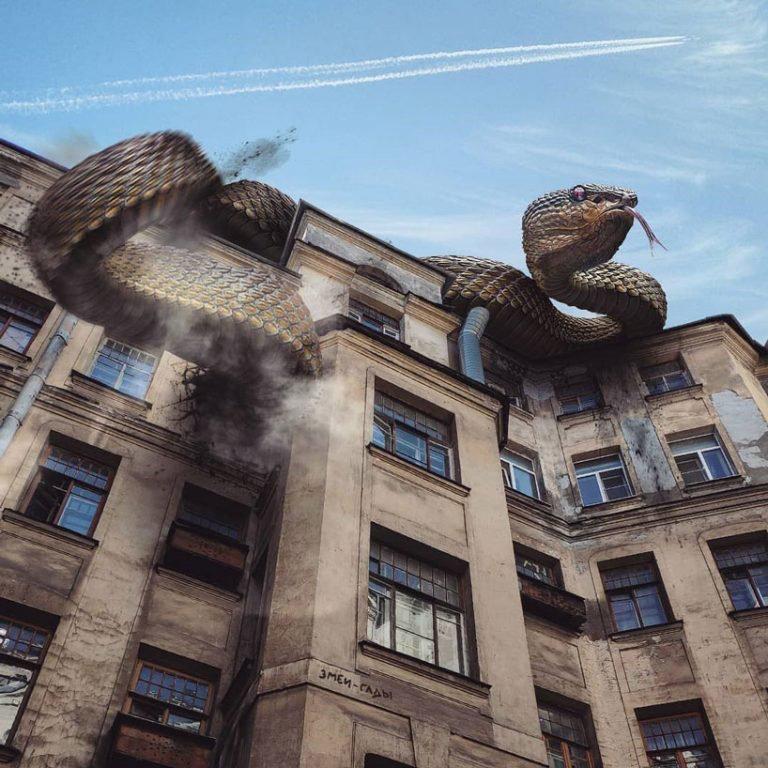Animales gigantes invaden las calles en estas imágenes de Vadim Solovyov (12)