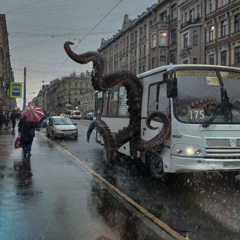 Animales gigantes invaden las calles en estas imágenes de Vadim Solovyov (13)