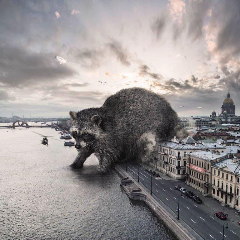 Animales gigantes invaden las calles en estas imágenes de Vadim Solovyov (2)